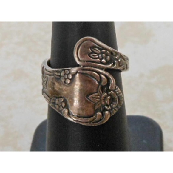 Sterling Silver Spoon Ring Size 6 Adjustable Floral Wrap Vintage Style - Picture 5 of 10